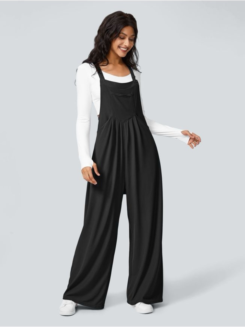 Halara Waffle Knit Black Overalls Jumpsuit Size Small